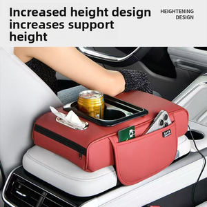 रिचार्जेबल कार आर्मरेस्ट बॉक्स पैड बहु-कार्यात्मक ऊतक धारक कप धारक भंडारण आयोजक - Product Image 3