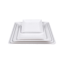 LHS14 Assiette en mélamine de couleur unie de grande taille Stabilité Plats de service carrés 8 à 15 pouces Vaisselle pour hôtel