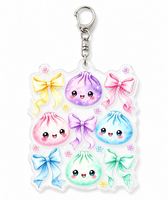 Porte-clés en acrylique personnalisé en gros, porte-clés Kawaii Bow Bao, breloque esthétique pastel, décoration de sac Coquette, cadeau personnalisé en vrac