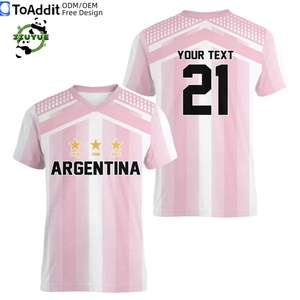 Camisetas de Fútbol de <span class=keywords><strong>Argentina</strong></span> con Diseño Exclusivo de Cuello en V, Tela de Malla, <span class=keywords><strong>Camiseta</strong></span> de Fútbol para Hombre, Rayas Azules y Blancas, Chándal, Copa América - Product Image 4