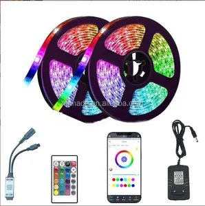 Lampu setrip LED pintar RGB 5050, lampu setrip LED pintar COB 12V 24 IR, lampu dekorasi tahan air 5m, tali lampu Bluetooth 8mm 5V