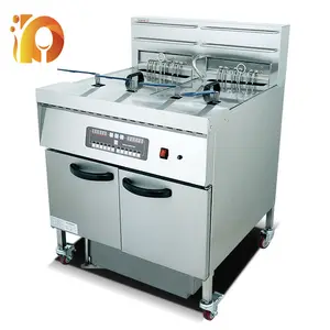 Friteuse électrique Runsheng Desgned haute capacité 30 litres * 2 Double réservoir 4 basters opération facile friteuse électrique commerciale