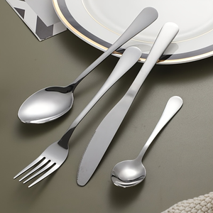 Vente en gros d'argenterie de luxe pour restaurant, fourchette et cuillère à polir en miroir, couteau en acier inoxydable, ensemble de couverts argentés pour mariage - Product Image 5