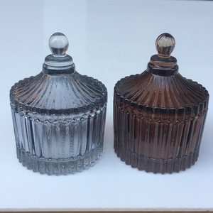 Hot Piccolo Trasparente Rosa Viola Arancio Verde Cera Di <span class=keywords><strong>Vetro</strong></span> Tazza di Candela Vaso di Supporto con Maniglia Della Copertura Coperchio di Stoccaggio <span class=keywords><strong>In</strong></span> Grado di Caramella di latta - Product Image 5