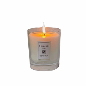 Cire de soja blanche décorative personnalisée, pot en verre givré, thé vert, parfum, bougie à mèche en bois - Product Image 5