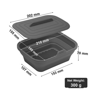 Revestimiento de Silicona para Freidora de Aire, Recipiente Plegable con Tapa y Rejilla Extraíble para Horno, Microondas, Refrigerador, Almacenamiento y Servicio de Alimentos en la Cocina - Product Image 2