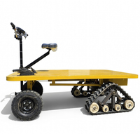 Chariot à plateforme électrique tout-terrain robuste motorisé à chenilles arrière en caoutchouc pour outils agricoles et de transport