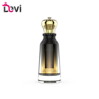 Flacon de parfum en verre de luxe Devi New Design 100 ml avec bouchon couronne doré, couleur et logo personnalisables, vaporisateur à pompe, emballage carton.