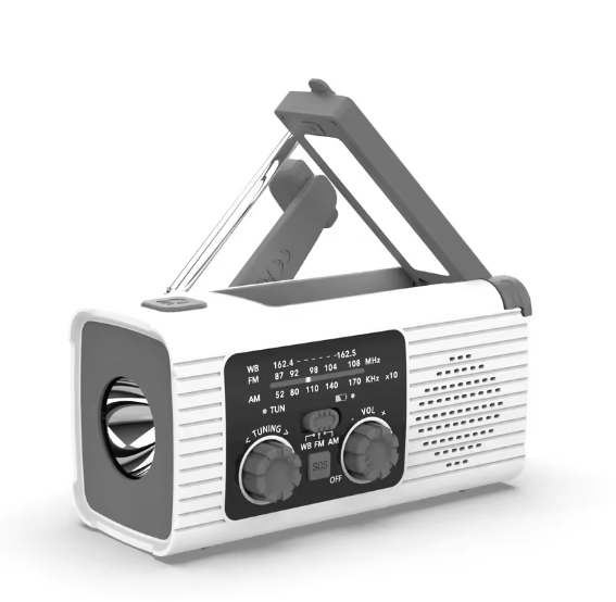 Multi-Functional Solar-Powered Hand-Cranked Emergency Radio with Charging and Lighting for Disaster Preparedness