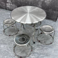 Table à manger pliante circulaire en acier inoxydable épais et moderne pour restaurant, hôtel, usage domestique - Durable et écologique