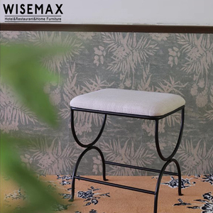 WISEMAX FURNITURE French Vintage Livingroom Sofa Bench Iron Metal Cashmere Boucle Poufs Ottoman <strong>Stool</strong> Chair <strong>Bedroom</strong> Vanity <strong>Stool</strong> - Product Image 6