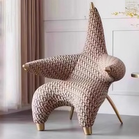 Fauteuil de salon Starfish de designer italien, en tissu velours moderne, pour chambre à coucher, salle à manger, villa, hôtel, appartement, loisirs