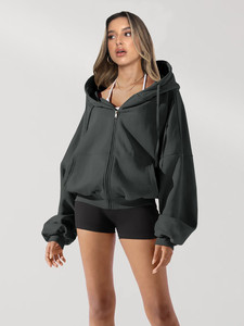 Vendita calda da <span class=keywords><strong>donna</strong></span> felpa da palestra per Fitness Casual felpa sportiva invernale <span class=keywords><strong>con</strong></span> cappuccio piena <span class=keywords><strong>cerniera</strong></span> foderata per Yoga giacca calda - Product Image 6