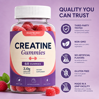 Gomitas de Creatina 3g por Porción Sabor Frambuesa Sabor Natural Apoyo para la Fuerza Rendimiento en el Entrenamiento Energía Adultos 60 Unidades