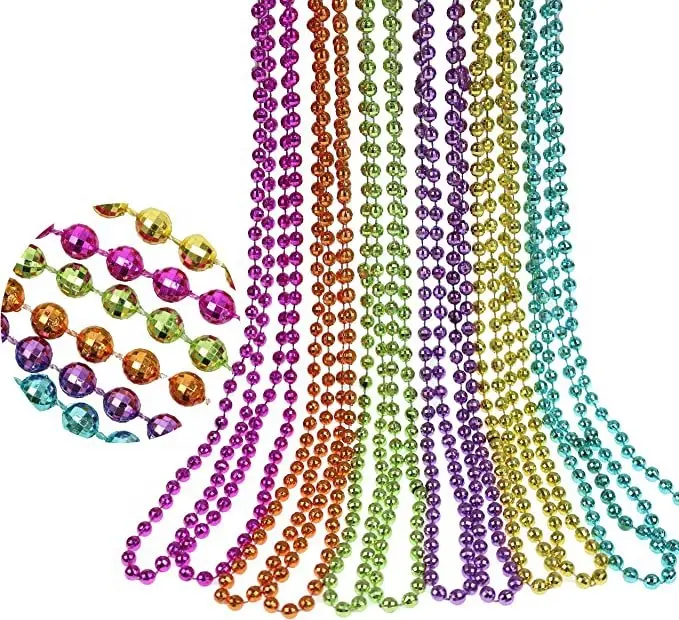 Mardi Gras Beads Bulk Mardi Gras Beads Colares Variedade 33 polegada 7mm Trajes de Festa Acessórios