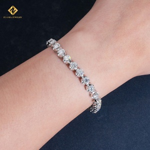 Luxury 925 <b>Silver</b> VVS Moissanite Classic Tennis <b>Bracelet</b> Round Cut Rhodium Plated Eternity Link Chain <b>Bracelet</b> for Wedding Party - Product Image 5
