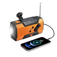 Radio AM FM Tenaga Surya Portabel Dengan Engkol Tangan, Baterai Isi Ulang, Speaker Terintegrasi, Layar LCD Untuk Penggunaan Darurat
