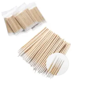 100pcs Disposable Ultra-small Cotton Swab Lint Free Micro Brushes Wood Cotton Buds Swabs Eyelash Extension Glue Removing Tools