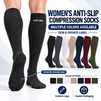 Chaussettes de compression antidérapantes avec points en silicone, hauteur genou, pour yoga, course à pied, voyage, logo personnalisé, vente en gros, OEM