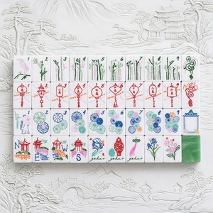 Set di Mahjong Americano Personalizzabile con 160 Tessere in Acrilico Incise, Motivo a Strati Verde Malachite Classico - Product Image 3