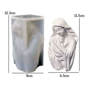 Moule à bougie en silicone Madonna, DIY, statue 3D mère et bébé, moule jetable en résine pour savon, outils pour la fabrication de bougies, kit de fabrication de bougies - Product Image 6