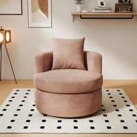 VOXHOME Einzelner Drehbarer Akzent-Sessel Runder Barrel-Sofa-Stuhl mit Kissen Gepolsterter Freizeitstuhl für Wohnräume in Apartments
