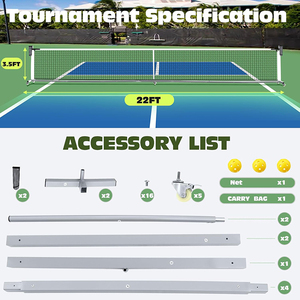 Sistema de Red de Pickleball Portátil con Ruedas, Tamaño Reglamentario de 22 Pies, Marco de Metal Resistente, Bolsa de Transporte - Product Image 2