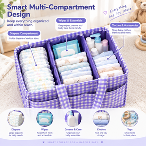 Windel-Organizer - Neugeborenen-Essentials, Unverzichtbare Babyausstattung, Tragbarer Auto-Organizer für Windeln, Robuster Aufbewahrungsbehälter fürs Kinderzimmer - Product Image 3