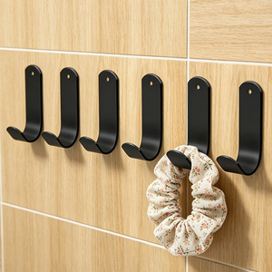 J-shaped <b>hooks</b> for household use, adhesive backing for hanging clothes on doors and back, no drilling required, wall-mounted - Product Image 2