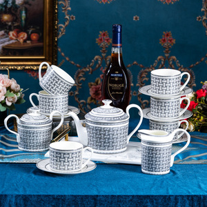 Elegant Classic Gray Horse-Drawn Cart Stoneware Coffee <b>Cup</b> <b>Set</b> Eco-Friendly Restaurant Tableware for Hotels - Product Image 1