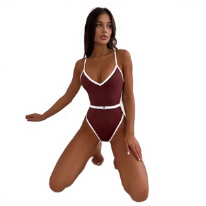 Traje de Baño Brasileño de Una Pieza para Mujer, con Estampado Animal, Cuello en V, Hecho a Mano, Lavado, Ecológico, en Dos Colores - Product Image 3