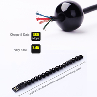 EONLINE gelang USB manik 3D warna asli, kabel pengisi daya ponsel Universal untuk ipad mikro USB Tipe C sinkronisasi Data pengisian cepat