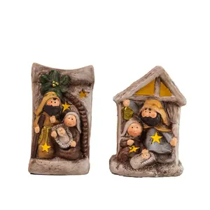 Customizable Religious Image Sacred Family Statue Jesus Born Manger Christmas Nativity Scene Closet Christmas Figurine Toy