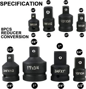 11Pcs Tác Động Bộ Chuyển Đổi Giảm Bộ Cr-mo Phổ Doanh Xoay Ổ Cắm Bộ Chuyển Đổi Bộ 1/4 "<span class=keywords><strong>3</strong></span>/<span class=keywords><strong>8</strong></span>" 1/2 "<span class=keywords><strong>3</strong></span>/4" 1 "Ổ Cắm Ổ Cắm Bộ Chuyển Đổi Bộ - Product Image 2