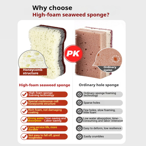 Esponja de Cocina de Espuma Alta y Porosa de Algas Marinas para Lavar Platos, Estropajo para Limpiar Ollas y Tazones del Hogar - Product Image 3
