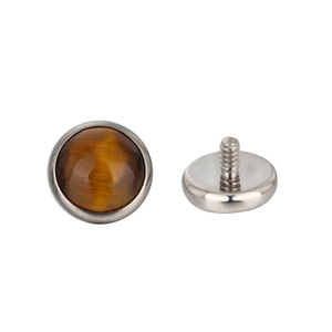 Piercing de Labio con Disco de Piedra Natural Preciosa y Engaste de Titanio, 16G, Roscado Internamente - Product Image 4