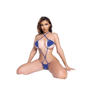Combinaison <span class=keywords><strong>de</strong></span> corps sexy pour femmes, couleur unie, style japonais, avec strass, <span class=keywords><strong>bikini</strong></span> photo, cristal, une pièce - Product Image 1
