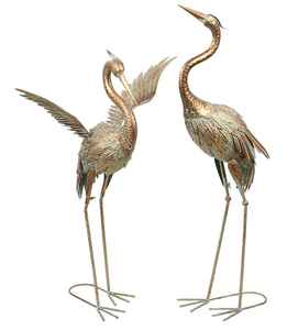 Indian Folk <b>Art</b> Metal Bird Sculpture Set of 2 Decorative Artwork for Terrace Beautification and Landscape Decor - Product Image 1