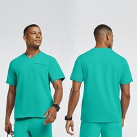Haut de blouse médicale pour homme, durable, traditionnel, coupe décontractée, extensible, 4 poches, col en V, pour le travail en milieu hospitalier