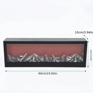 Lampe de cheminée style Art Déco 60 cm (23,6 pouces) alimentée par USB, silencieuse, sans fumée, abat-jour rectangulaire en plastique, thème fantaisie - Product Image 2