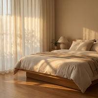 Tissu de rideau transparent froissé de qualité supérieure CC-6-003 90GSM, voile uni extra large 280cm-340cm pour salon et chambre à coucher