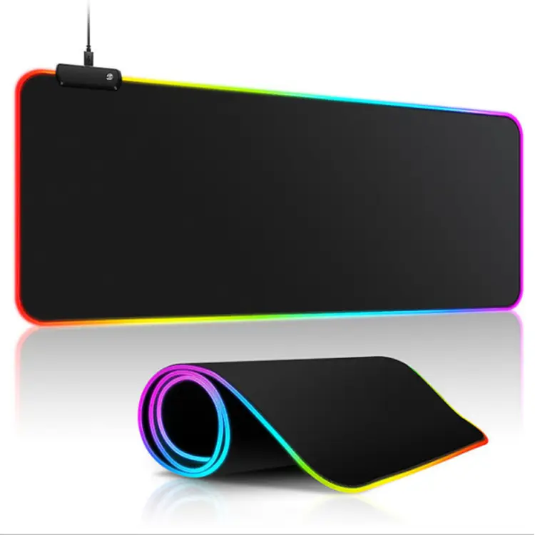 Gaming Mouse Pad Large Gamer Natural Rubber LED Mouse Mat with Backlit RGB Computer Mousepad