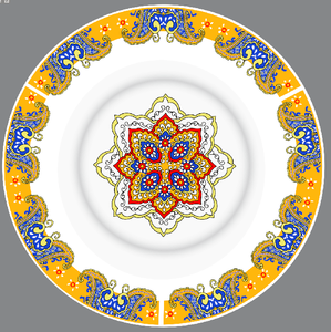 Juego de Vajilla de Porcelana Estilo Israelí con Decoración de Calcomanías Pintadas a Mano, con Cuchara, Tenedor, Cuchillo y Palillos, Diseño Alegre y Festivo - Product Image 4