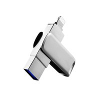 Flash Drive USB 3.0 Metal Putar 2-in-1 Baru Terlaris 64GB~256GB dengan Logo Kustom Model Stick Dikemas dalam Kotak