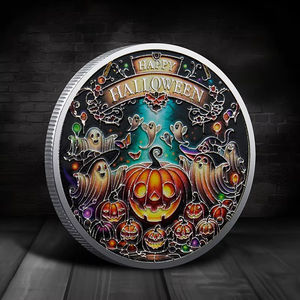 Personalizado Feliz Helloween Bruja Mágica Calabaza Linterna Regalo Colección <span class=keywords><strong>de</strong></span> Metal Estampado Impresión Plata Oro Recuerdo Moneda Rara - Product Image 6