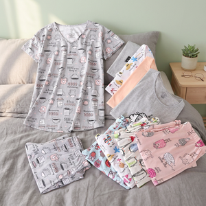 Conjunto de Pijama de 2 Piezas para Mujer, Transpirable, con Cintura Elástica, Manga Corta, Ropa de Dormir para Primavera/Verano, ODM - Product Image 3