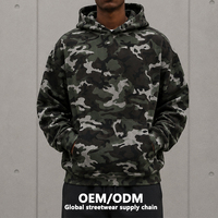 Sweat à capuche épais en molleton imprimé camouflage sur toute la surface, personnalisé par le fabricant, pour hommes, coupe oversize, style streetwear pour marques