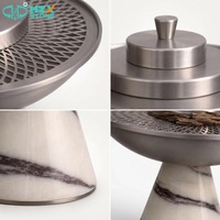 Brûleur d'encens carré en marbre blanc naturel HZX STONE pour usage religieux du Ramadan, style chinois, décoration parfumée pour la maison