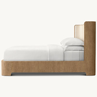Lit en bois massif de style américain moderne Rhoohill, personnalisable, en olivier recyclé, de haute qualité, taille Queen, lit King