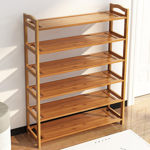 Étagère à chaussures en bambou 6 niveaux, design moderne, gain de place, pour entrée, salon, rangement - Product Image 1